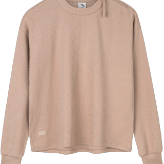 安踏 泡泡肌理长T恤女子百搭简约圆领休闲微宽松套头衫上衣内搭女上衣