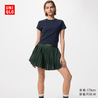 优衣库 女装运动打褶裙裤/休闲裤裤子26春夏新款483293 59 墨绿色 M