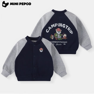 小猪班纳 印花韩版春秋季新款男童外套夹克女童秋装长袖上衣