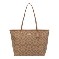 COACH 女包 女士奥莱款经典标志双面老花CITY托特包单肩包 F58292