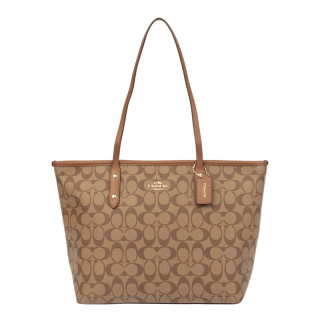 COACH 女包 女士奥莱款经典标志双面老花CITY托特包单肩包 F58292