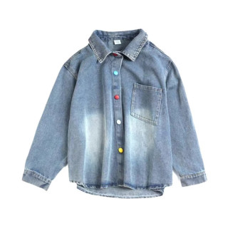 QITA 女童牛仔衬衫外套2026时髦洋气儿童新款洋气韩版春秋款中大童上衣