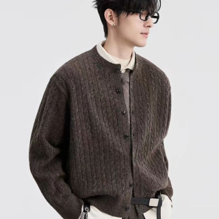 Earl Joel {提花老钱风亨利圆领}伯爵卓尔25秋冬季毛衣开衫男含羊毛针织外套