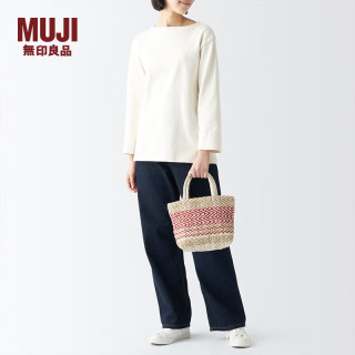 無印良品 MUJI 印度手工织 小型托特包 购物袋 手提包 手拎包 度假沙滩包 红色