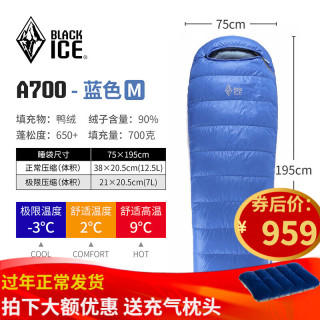 黑冰 拒水 羽绒睡袋