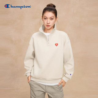 Champion 半拉链设计 女士卫衣 浅驼色 L