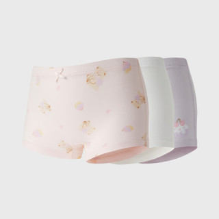 丽婴房 儿童纯棉A类平角内裤3条装 小熊软糖-女童（裆底10A抗菌）