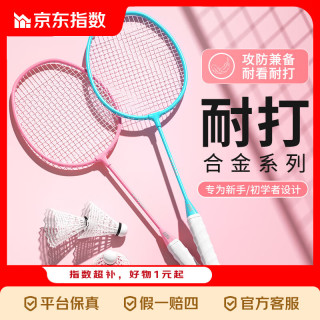 英尔健 羽毛球拍正品成人双拍初学者入门高弹力耐打双拍套装 黑色 双拍-拍包+尼龙球