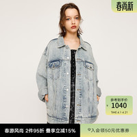 MOUSSY &sly春季丹宁风浅色OVERSISE牛仔夹克外套030IAY10-1501