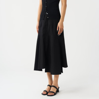 值友专享：西町村屋 【设计感A字半裙】98%棉不规则裙摆中长半身裙女HB9410002