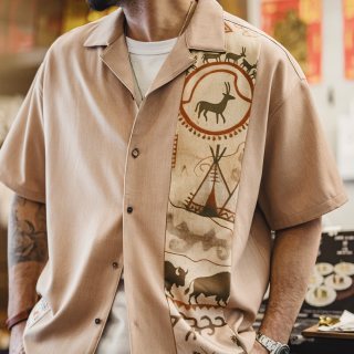 马登 男士复古印花古巴领衬衫 10213022673981