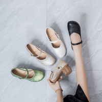 吉富妮 5212鞋子女款2025鞋软皮软底单鞋女高跟鞋圆头浅口鞋