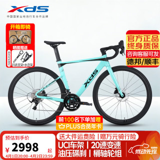喜德盛 公路自行车AD300铝架20速油压碟刹2025款破风弯把竞技单车 青蛇  480mm