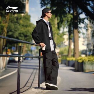 李宁 外套男士春季长袖情侣连帽拉链卫衣宽松薄款上衣女针织运动服