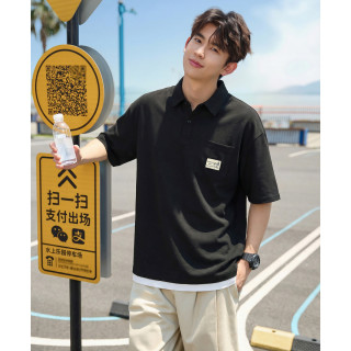 唐狮 26新款夏季polo衫男短袖翻领假两件休闲宽松时尚青少年T恤男