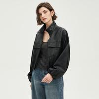 BADGLEY MISCHKA 女士机车服灯笼袖短款皮衣外套