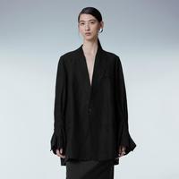 江南布衣 春西服亚麻宽松O型长袖西装女（尺码偏大）