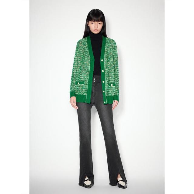 诗篇 影儿SALT.P可颜花纱肌理小香风V领开衫毛针织衫外套