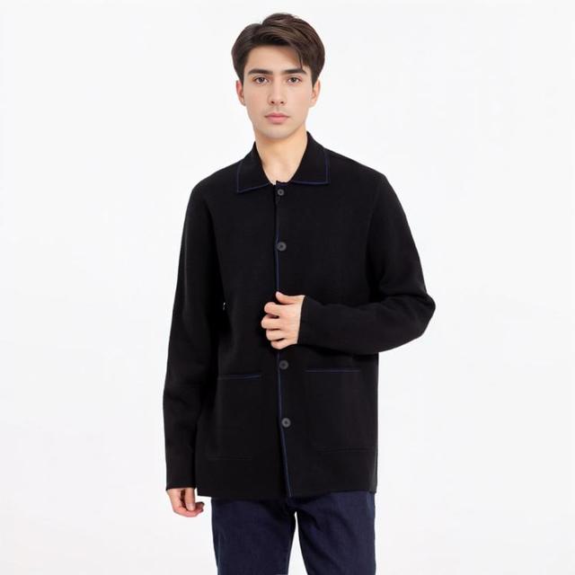 BMW Studio 宝马男装全开襟钮扣长袖毛衣男式休闲保暖毛衣