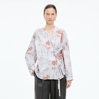 江南布衣 秋衬衫V领长袖宽松上衣女