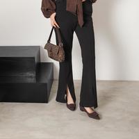 玖熙 女单鞋浅口尖头粗跟2026年春秋款简约百搭格调低跟通勤鞋