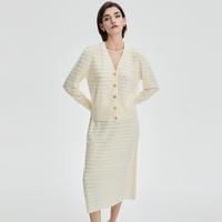 BADGLEY MISCHKA 时尚高级感年淑女气质针织中长款包臀裙两件套套装春秋