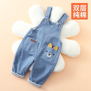  久久鱼 双层纯棉 儿童背带裤