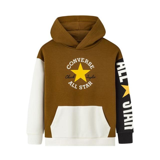 匡威 秋冬款儿童卫衣加绒保暖连帽拼接儿童卫衣