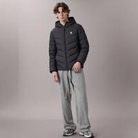 限尺码：adidas NEO 拼色简约防风男女同款连帽鸭绒羽绒服冬装装中性短款羽绒服