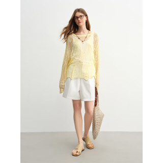 独束 大码女装休闲通勤高腰直筒短裤女夏胖mm休闲裤