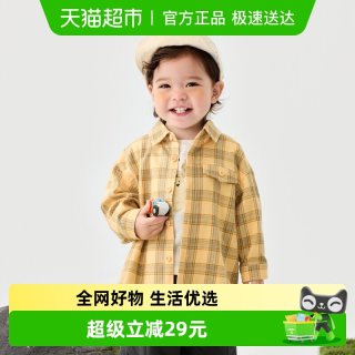 迷你巴拉 巴拉男童长袖衬衫春新品宽松百搭格子柔软宝宝上衣