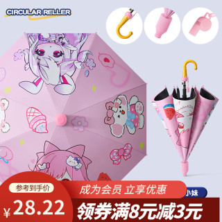 勋阳宇乐 卡通自动遮阳轻便可爱伞 黑胶防晒 -甜心小妹