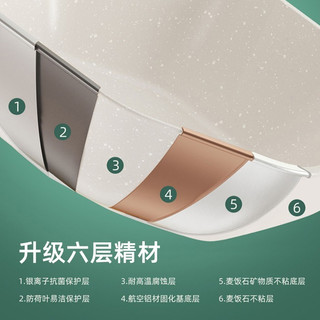 京严 麦饭石不粘 30cm 极简白 带盖 炒锅