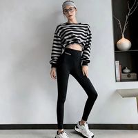  有只绵 显瘦 女士打底裤 黑色 印字四季薄款 M (适合80-105斤)