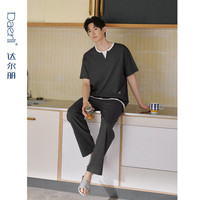 达尔丽 纯棉柔软短袖睡衣女夏季2026新款圆领情侣家居服男薄款套装