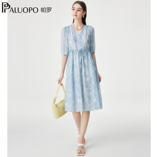 帕罗 清仓！100%桑蚕丝 双绉真丝法式高奢连衣裙  14姆米