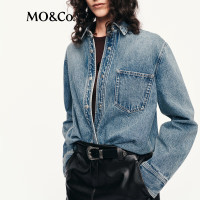 会员专享：MO&Co. 【做旧牛仔衬衫】棉质复古重工水洗磨白宽松女衬衣
