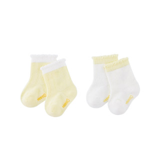英氏 婴儿宝宝春夏透气舒适柔软 新款2双装 粉黄色