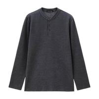 GIORDANO/佐丹奴 复古美式华夫格 男士亨利领长袖T恤