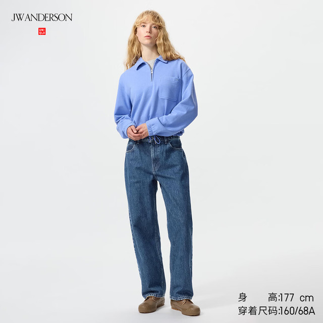 优衣库 常规款合作款/女装宽松牛仔裤/弯刀 &镰刀裤483999