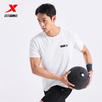 特步 男士夏季训练跑步T恤 珍珠白