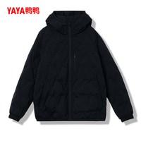 鸭鸭羽绒服 鸭鸭拼色羽绒服90鸭绒男女2025新短款连帽轻薄外套