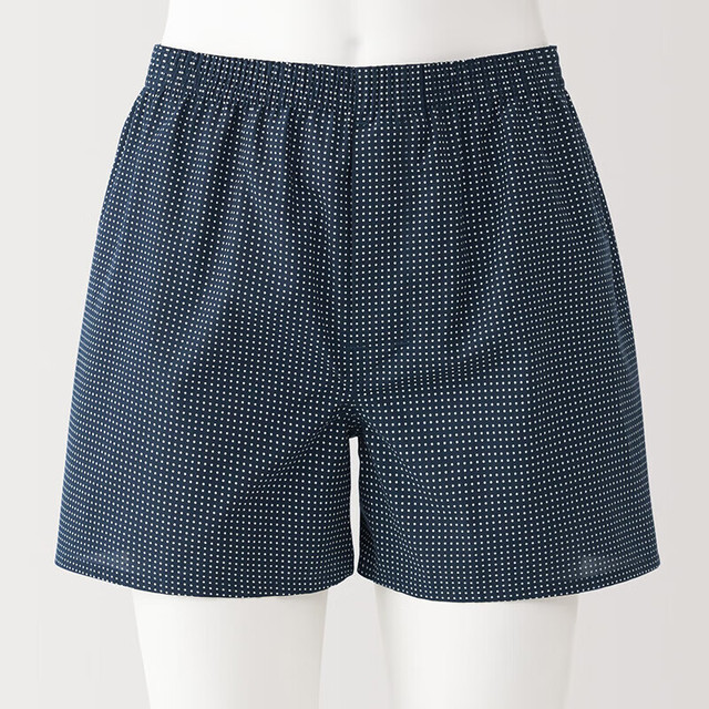 無印良品 MUJI 男式 莱赛尔 前开口平角裤FAE43C4A 藏青色图案 L