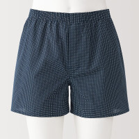 無印良品 MUJI 男式 莱赛尔 前开口平角裤FAE43C4A 藏青色图案 L