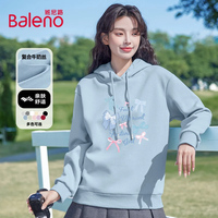  Baleno/班尼路 吸湿透气 女士连帽卫衣 雾霾蓝#BL蝴蝶结拼接英文 M 【吸湿透气】