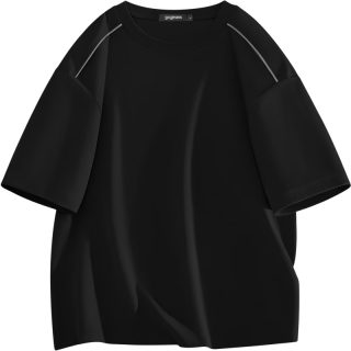 今日必买：gxgjeans 26夏新品 美式肩部嵌条休闲宽松圆领短袖T恤 黑色