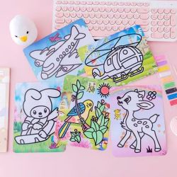 沙画儿童彩沙手工制作创意玩具益智涂填色刮画纸小学生礼品（1个装款式随机）