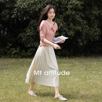 MT 温柔格雷风秋肌理面料一字大翻领设计气质长袖T恤