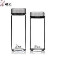 希诺 玻璃杯 加厚单层透明杯子 500ml 便携带盖