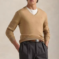 值选：RALPH LAUREN 可水洗 男士V领精纺羊毛毛衣 三色可选
